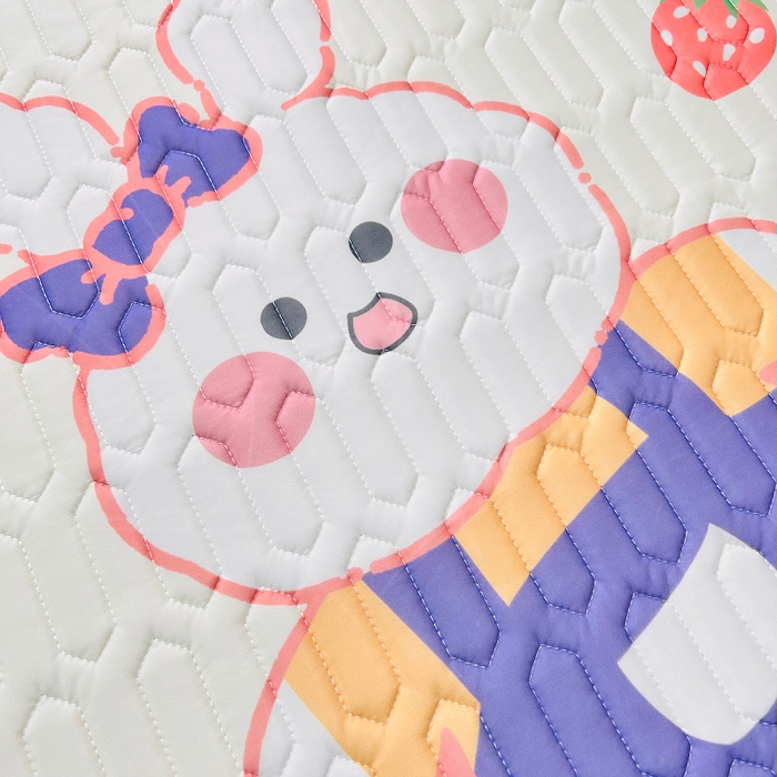 91家纺网 家纺一手货源 找家纺 小虾米 2026新款凉感丝乳胶凉席上下床床笠 彩虹兔