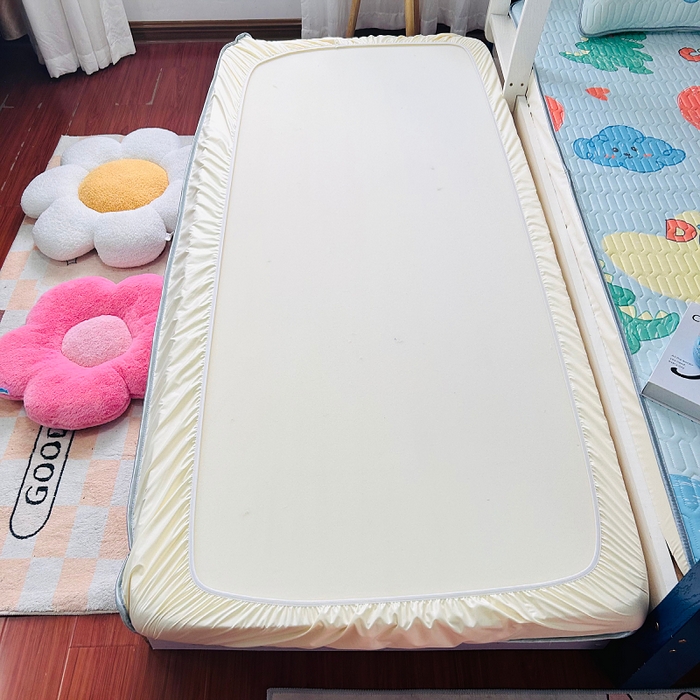 91家纺网 家纺一手货源 找家纺 小虾米 2026新款凉感丝乳胶凉席上下床床笠 小恐龙兰