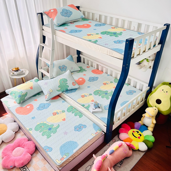 小虾米 2026新款凉感丝乳胶凉席上下床床笠 小恐龙兰