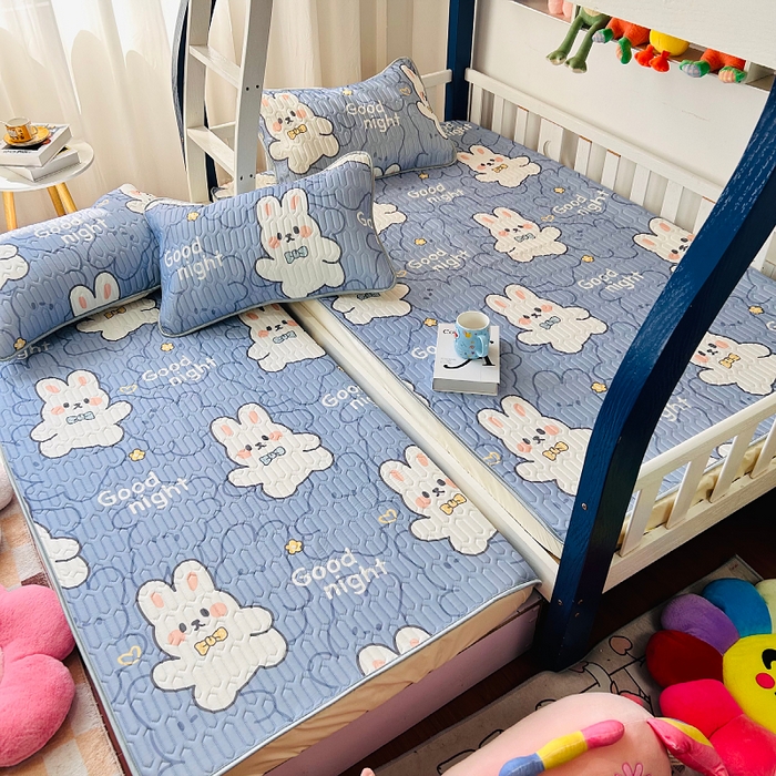 91家纺网 家纺一手货源 找家纺 小虾米 2026新款凉感丝乳胶凉席上下床床笠 幸运兔