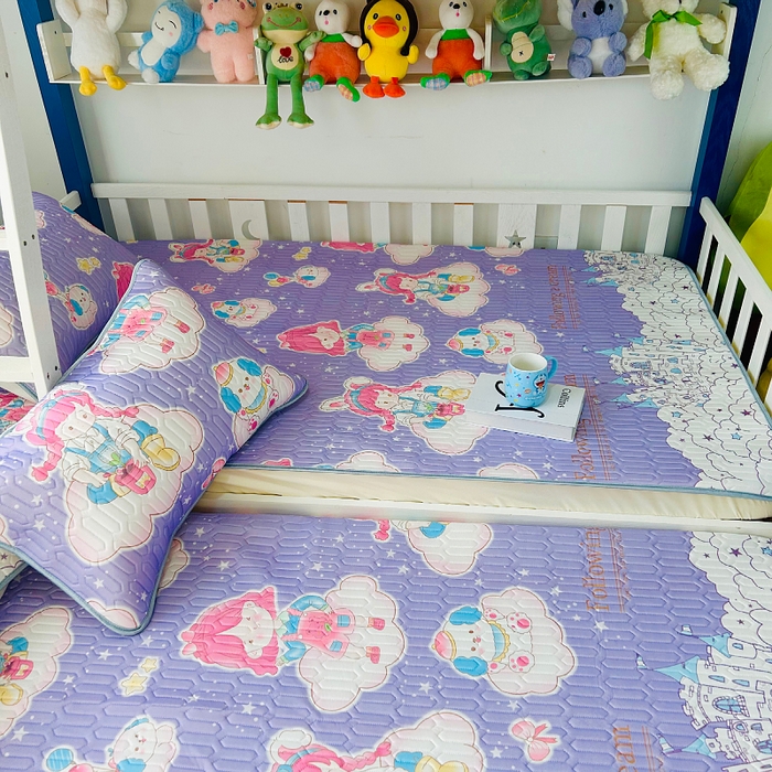 91家纺网 家纺一手货源 找家纺 小虾米 2026新款凉感丝乳胶凉席上下床床笠 梦幻城堡