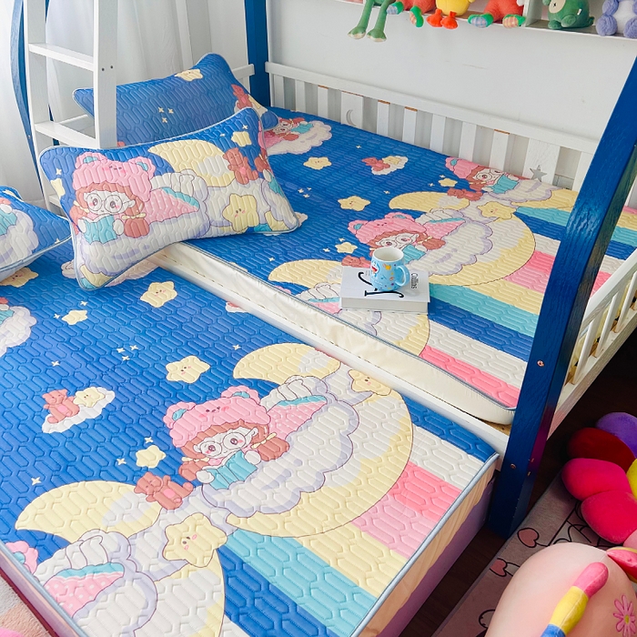 91家纺网 家纺一手货源 找家纺 小虾米 2026新款凉感丝乳胶凉席上下床床笠 星空女孩