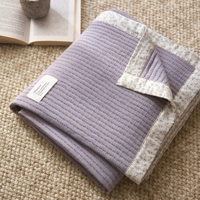 91家纺网 家纺一手货源 找家纺 大彩家居 2026春夏新款全棉多功能夏被夏凉被空调被 淡紫色