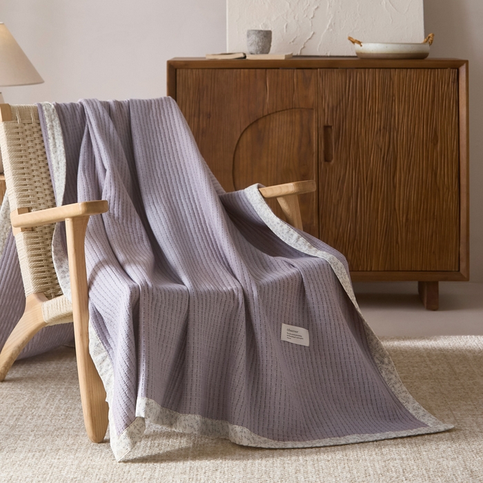 91家纺网 家纺一手货源 找家纺 大彩家居 2026春夏新款全棉多功能夏被夏凉被空调被 淡紫色