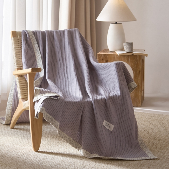 91家纺网 家纺一手货源 找家纺 大彩家居 2026春夏新款全棉多功能夏被夏凉被空调被 淡紫色