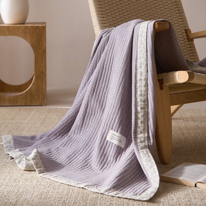 91家纺网 家纺一手货源 找家纺 大彩家居 2026春夏新款全棉多功能夏被夏凉被空调被 淡紫色