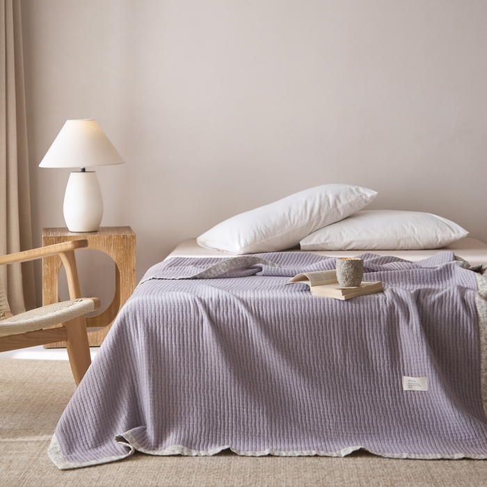 91家纺网 家纺一手货源 找家纺 大彩家居 2026春夏新款全棉多功能夏被夏凉被空调被 淡紫色