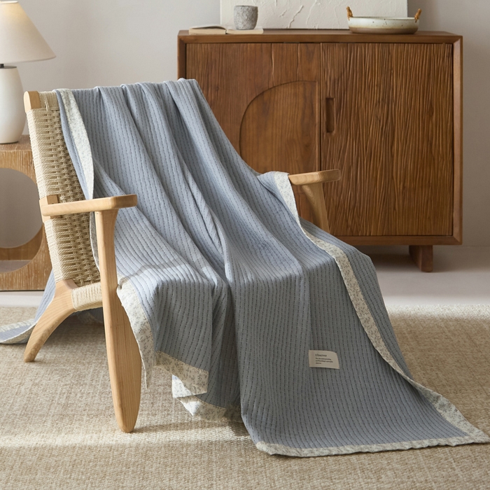 91家纺网 家纺一手货源 找家纺 大彩家居 2026春夏新款全棉多功能夏被夏凉被空调被 雾霾蓝