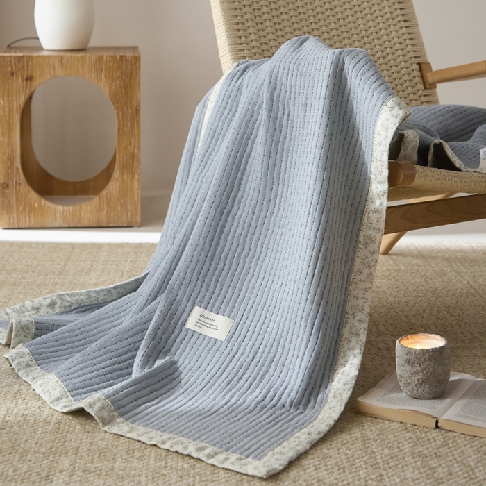 91家纺网 家纺一手货源 找家纺 大彩家居 2026春夏新款全棉多功能夏被夏凉被空调被 雾霾蓝