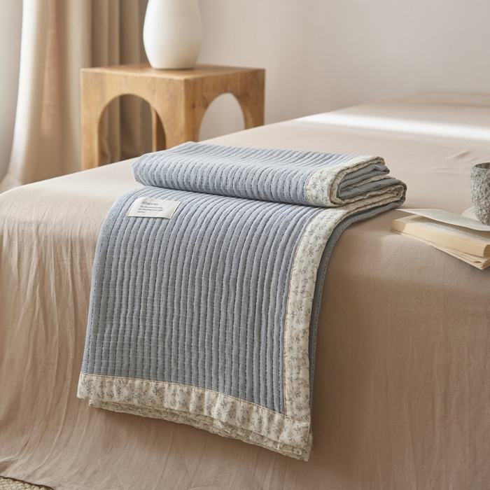 大彩家居 2026春夏新款全棉多功能夏被夏凉被空调被 雾霾蓝