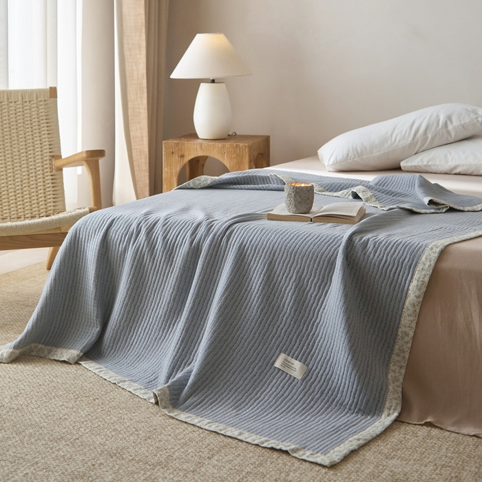 91家纺网 家纺一手货源 找家纺 大彩家居 2026春夏新款全棉多功能夏被夏凉被空调被 雾霾蓝