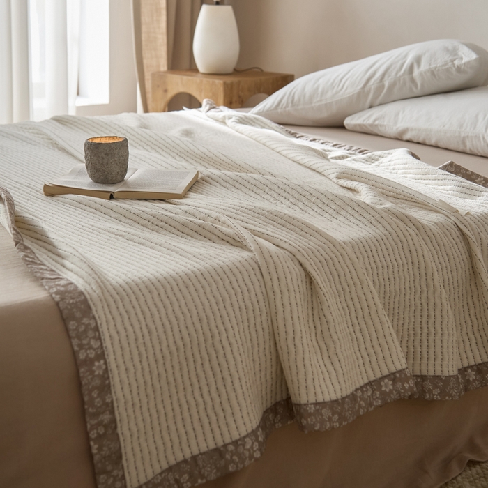 91家纺网 家纺一手货源 找家纺 大彩家居 2026春夏新款全棉多功能夏被夏凉被空调被 奶白色