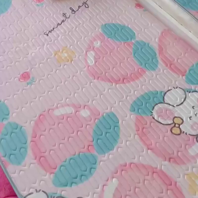 91家纺网 家纺一手货源 找家纺 小虾米 2026新款凉感丝乳胶凉席上下床床笠 桃兔兔粉