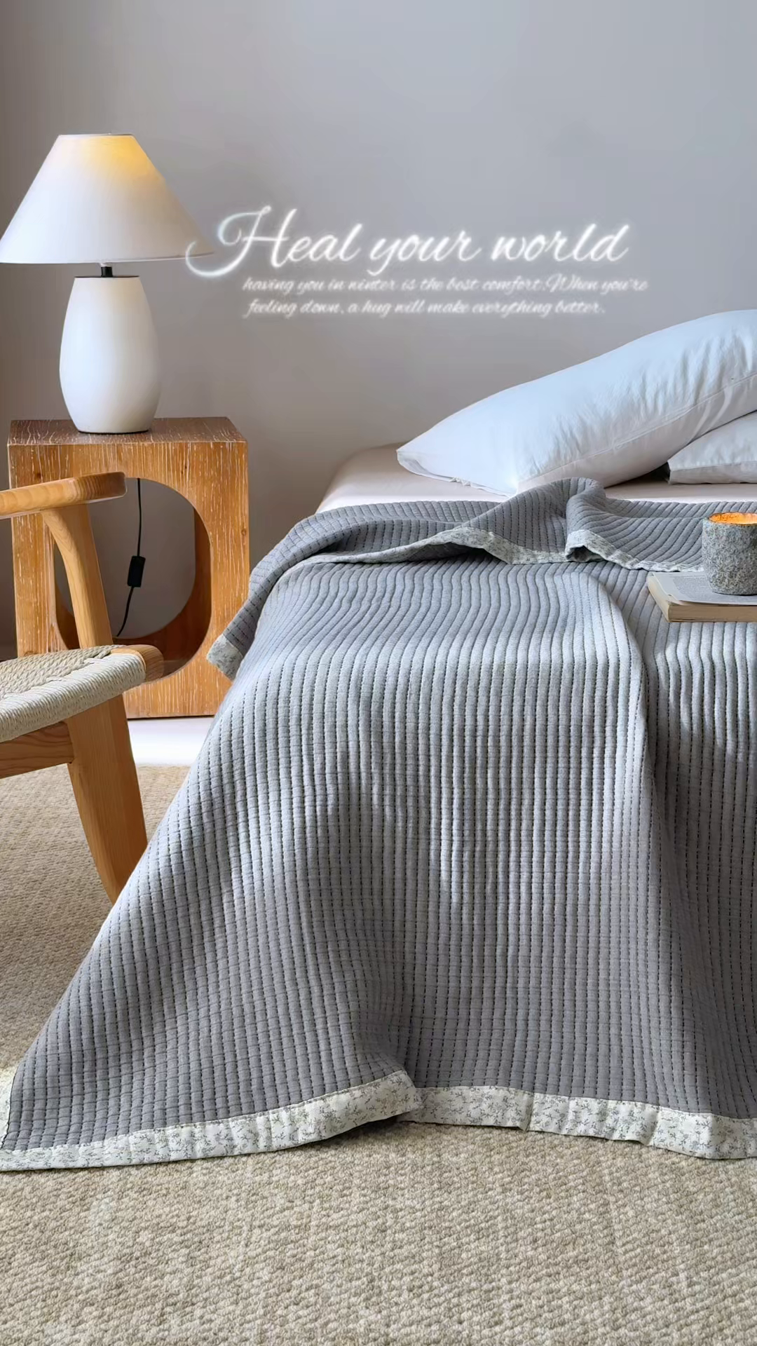 91家纺网 家纺一手货源 找家纺 大彩家居 2026春夏新款全棉多功能夏被夏凉被空调被 深灰色