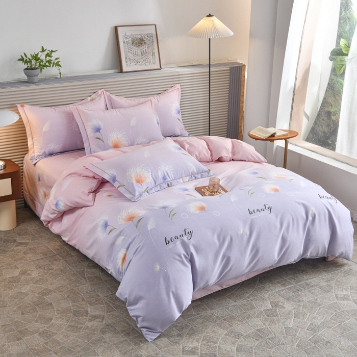 91家纺网 家纺一手货源 找家纺 磨毛世家家纺 2026新款多规格铂金磨毛纯棉加厚全棉磨毛四件套 山谷花间-粉