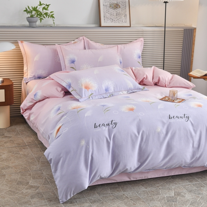 91家纺网 家纺一手货源 找家纺 磨毛世家家纺 2026新款多规格铂金磨毛纯棉加厚全棉磨毛四件套 山谷花间-粉