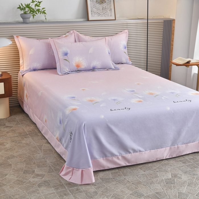 91家纺网 家纺一手货源 找家纺 磨毛世家家纺 2026新款多规格铂金磨毛纯棉加厚全棉磨毛四件套 山谷花间-粉