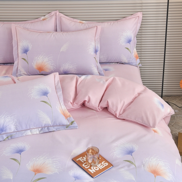 91家纺网 家纺一手货源 找家纺 磨毛世家家纺 2026新款多规格铂金磨毛纯棉加厚全棉磨毛四件套 山谷花间-粉