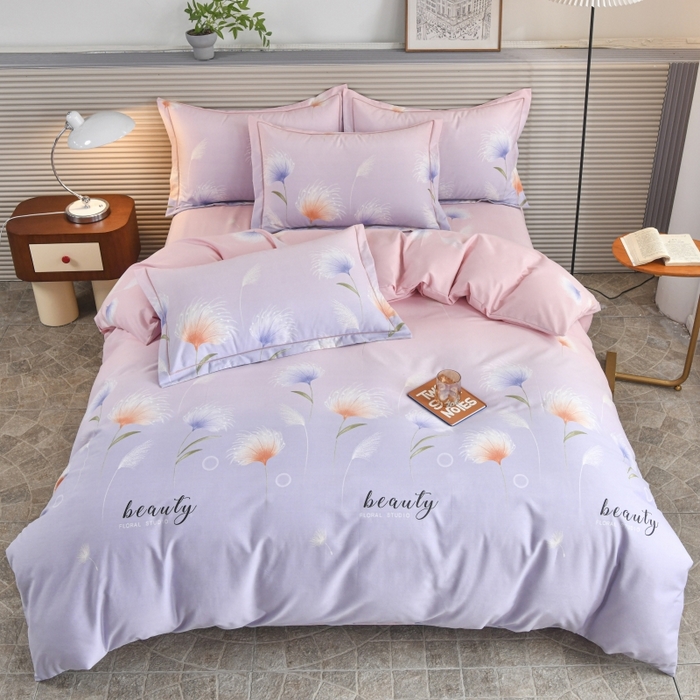 91家纺网 家纺一手货源 找家纺 磨毛世家家纺 2026新款多规格铂金磨毛纯棉加厚全棉磨毛四件套 山谷花间-粉