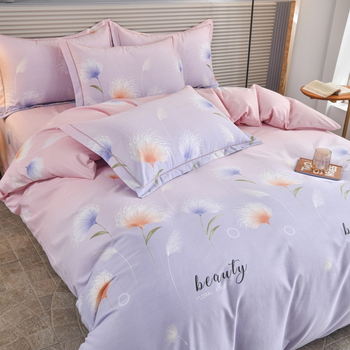 91家纺网 家纺一手货源 找家纺 磨毛世家家纺 2026新款多规格铂金磨毛纯棉加厚全棉磨毛四件套 山谷花间-粉