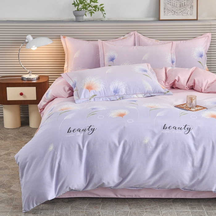 91家纺网 家纺一手货源 找家纺 磨毛世家家纺 2026新款多规格铂金磨毛纯棉加厚全棉磨毛四件套 山谷花间-粉