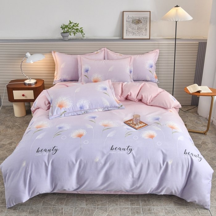 91家纺网 家纺一手货源 找家纺 磨毛世家家纺 2026新款多规格铂金磨毛纯棉加厚全棉磨毛四件套 山谷花间-粉