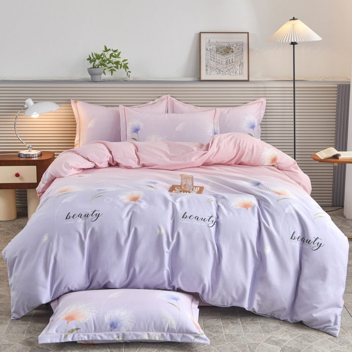 91家纺网 家纺一手货源 找家纺 磨毛世家家纺 2026新款多规格铂金磨毛纯棉加厚全棉磨毛四件套 山谷花间-粉