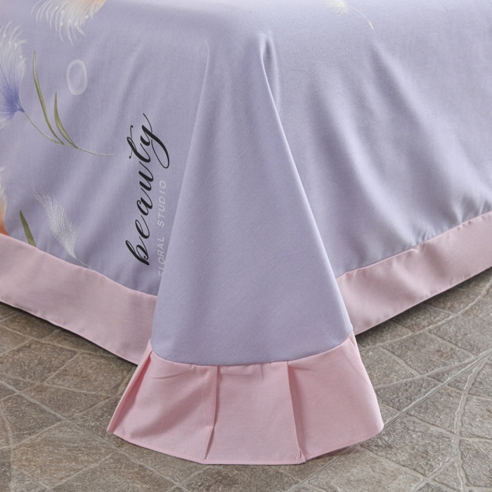 91家纺网 家纺一手货源 找家纺 磨毛世家家纺 2026新款多规格铂金磨毛纯棉加厚全棉磨毛四件套 山谷花间-粉