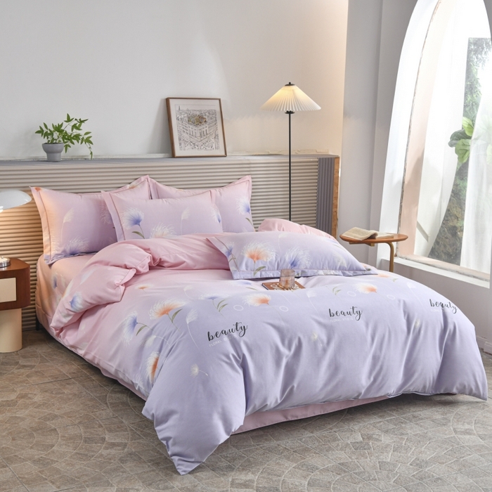 91家纺网 家纺一手货源 找家纺 磨毛世家家纺 2026新款多规格铂金磨毛纯棉加厚全棉磨毛四件套 山谷花间-粉