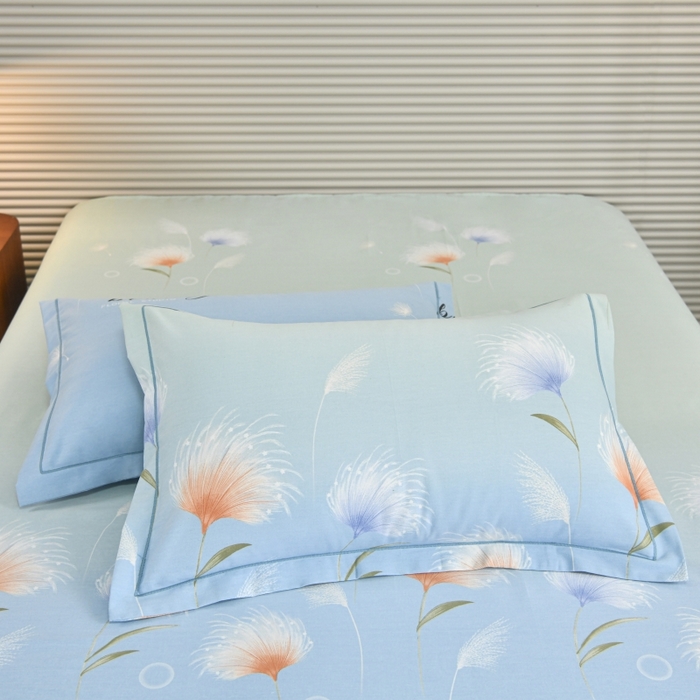 91家纺网 家纺一手货源 找家纺 磨毛世家家纺 2026新款多规格铂金磨毛纯棉加厚全棉磨毛四件套 山谷花间-蓝