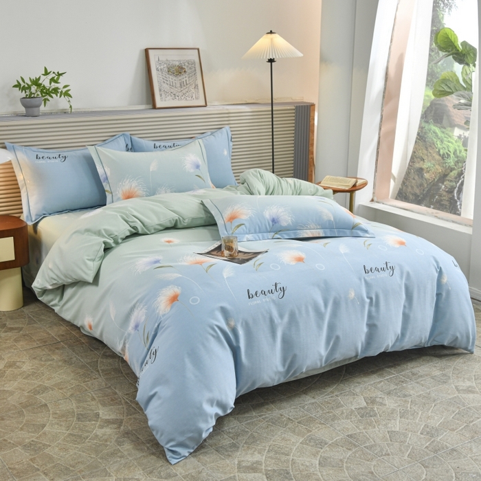 91家纺网 家纺一手货源 找家纺 磨毛世家家纺 2026新款多规格铂金磨毛纯棉加厚全棉磨毛四件套 山谷花间-蓝