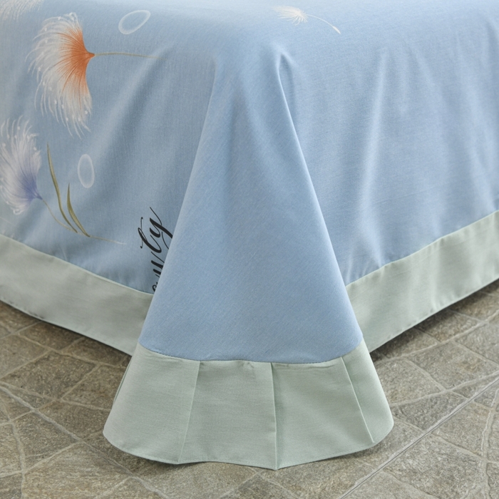 91家纺网 家纺一手货源 找家纺 磨毛世家家纺 2026新款多规格铂金磨毛纯棉加厚全棉磨毛四件套 山谷花间-蓝