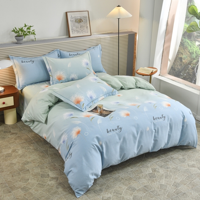 91家纺网 家纺一手货源 找家纺 磨毛世家家纺 2026新款多规格铂金磨毛纯棉加厚全棉磨毛四件套 山谷花间-蓝