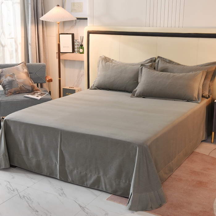 91家纺网 家纺一手货源 找家纺 磨毛世家家纺 2026新款多规格铂金磨毛纯棉加厚全棉磨毛四件套 深灰