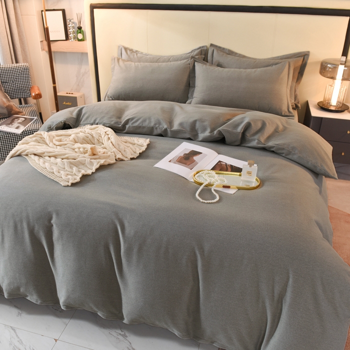 91家纺网 家纺一手货源 找家纺 磨毛世家家纺 2026新款多规格铂金磨毛纯棉加厚全棉磨毛四件套 深灰