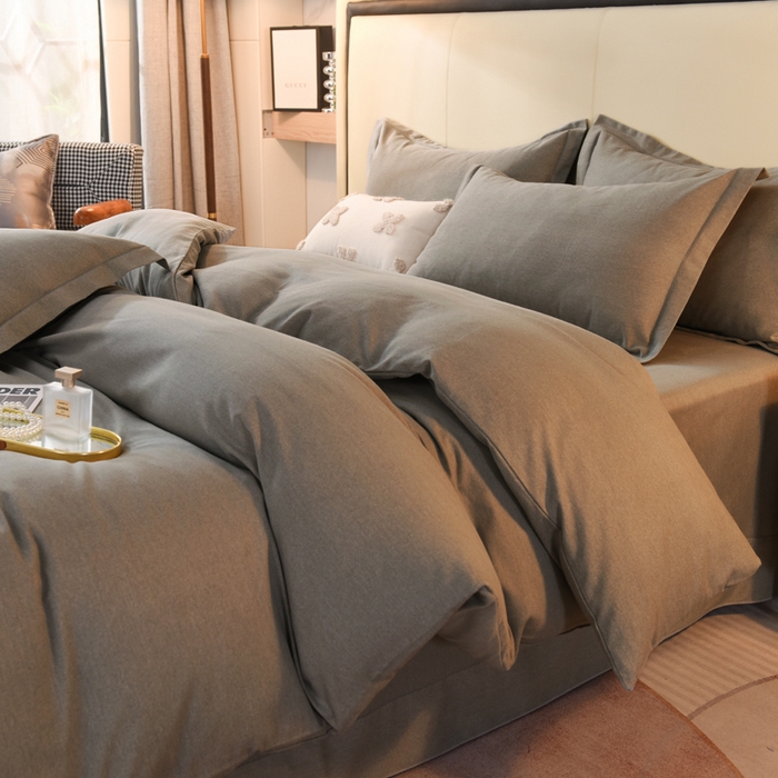 91家纺网 家纺一手货源 找家纺 磨毛世家家纺 2026新款多规格铂金磨毛纯棉加厚全棉磨毛四件套 深灰