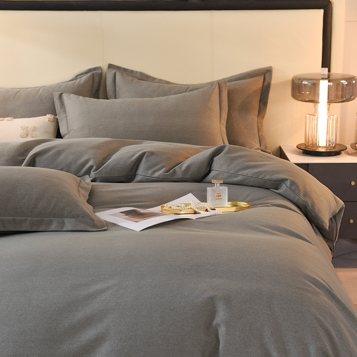 91家纺网 家纺一手货源 找家纺 磨毛世家家纺 2026新款多规格铂金磨毛纯棉加厚全棉磨毛四件套 深灰