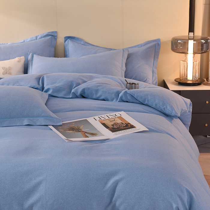 91家纺网 家纺一手货源 找家纺 磨毛世家家纺 2026新款多规格铂金磨毛纯棉加厚全棉磨毛四件套 天蓝