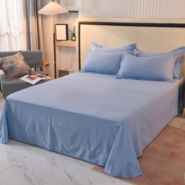 91家纺网 家纺一手货源 找家纺 磨毛世家家纺 2026新款多规格铂金磨毛纯棉加厚全棉磨毛四件套 天蓝