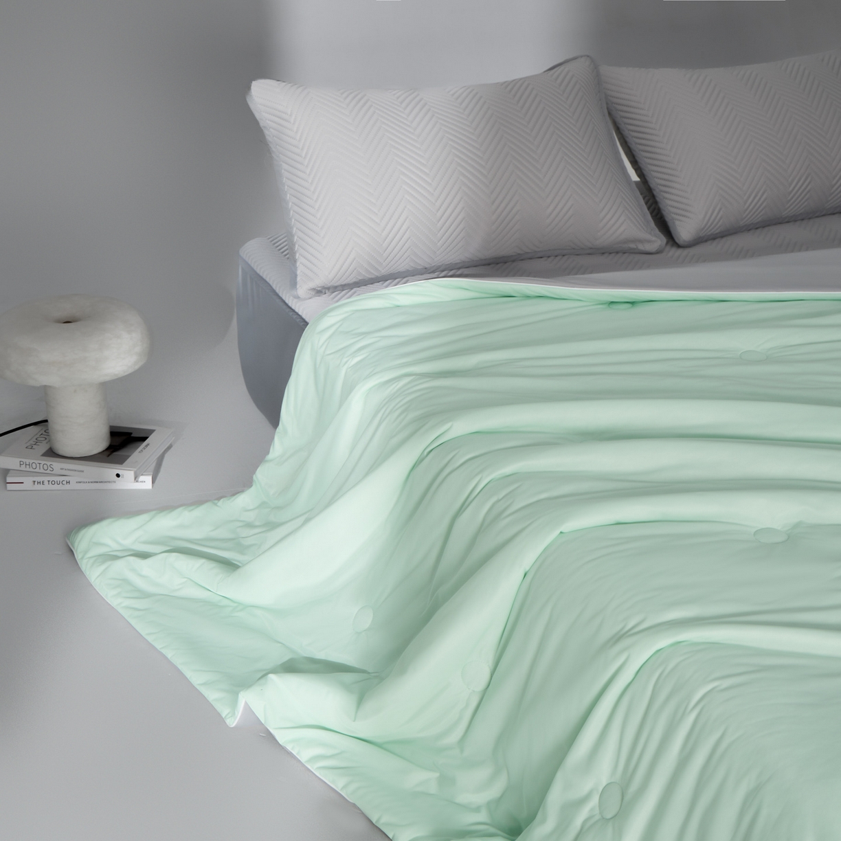 吾秀家居 2026新款冰爽系列-凉感丝夏被四件套 豆绿