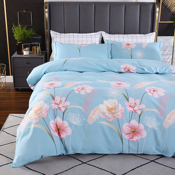 磨毛世家家纺 2026新款多规格铂金磨毛纯棉加厚全棉磨毛四件套 相思花影-蓝