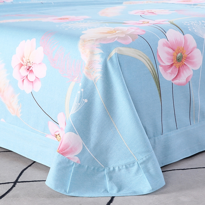 91家纺网 家纺一手货源 找家纺 磨毛世家家纺 2026新款多规格铂金磨毛纯棉加厚全棉磨毛四件套 相思花影-蓝