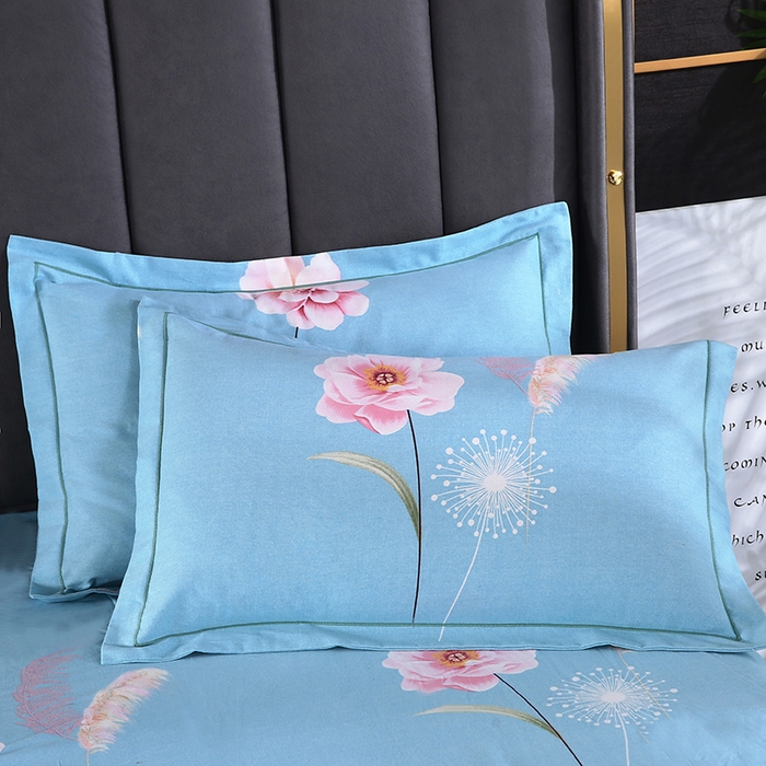 91家纺网 家纺一手货源 找家纺 磨毛世家家纺 2026新款多规格铂金磨毛纯棉加厚全棉磨毛四件套 相思花影-蓝