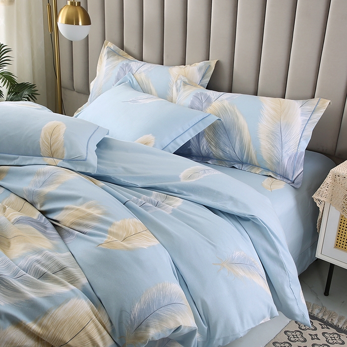 91家纺网 家纺一手货源 找家纺 磨毛世家家纺 2026新款多规格铂金磨毛纯棉加厚全棉磨毛四件套 香染蓝独版