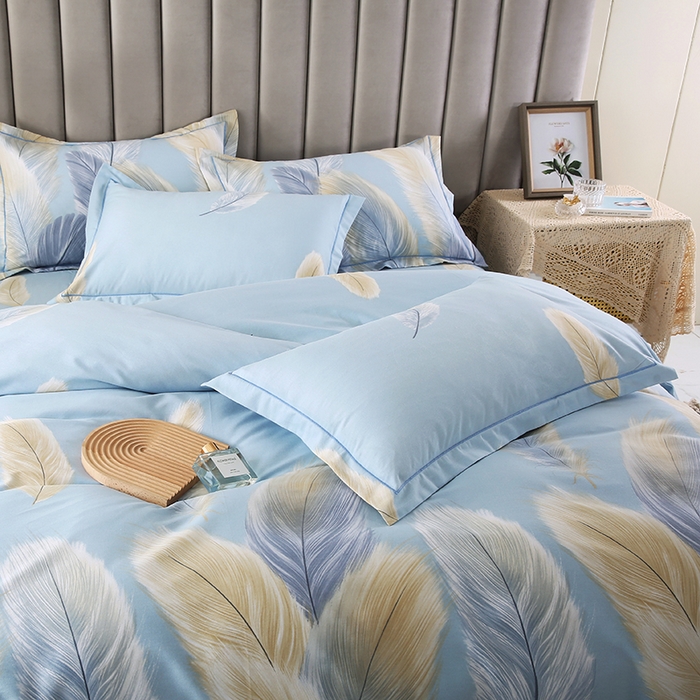 91家纺网 家纺一手货源 找家纺 磨毛世家家纺 2026新款多规格铂金磨毛纯棉加厚全棉磨毛四件套 香染蓝独版