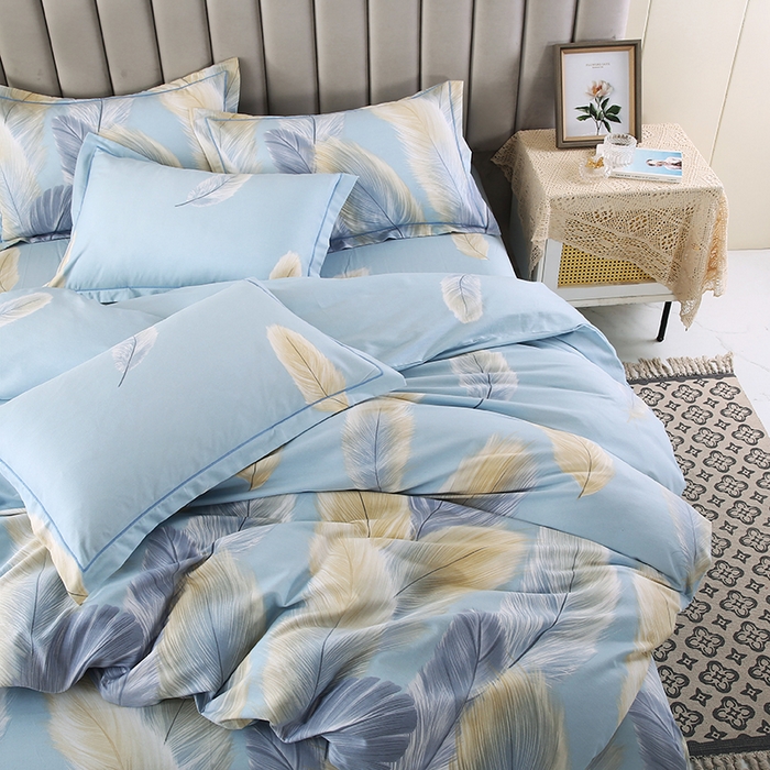 91家纺网 家纺一手货源 找家纺 磨毛世家家纺 2026新款多规格铂金磨毛纯棉加厚全棉磨毛四件套 香染蓝独版