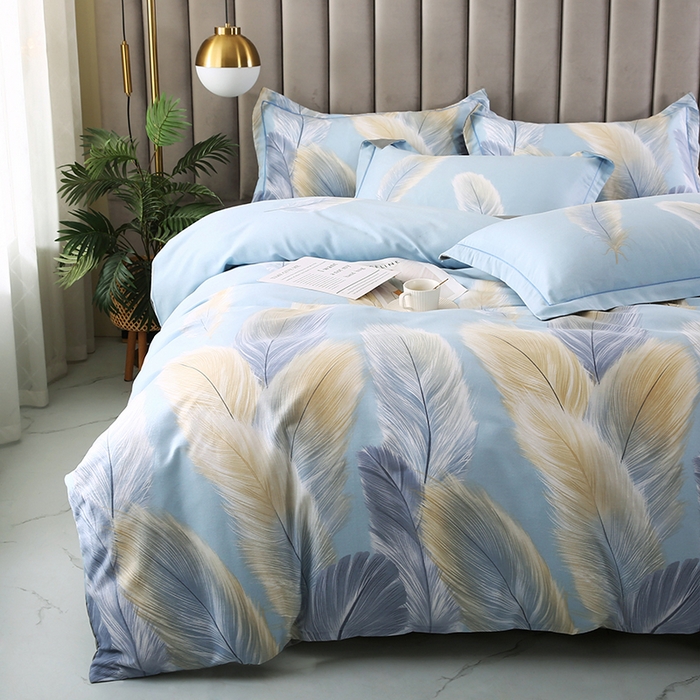 91家纺网 家纺一手货源 找家纺 磨毛世家家纺 2026新款多规格铂金磨毛纯棉加厚全棉磨毛四件套 香染蓝ab版