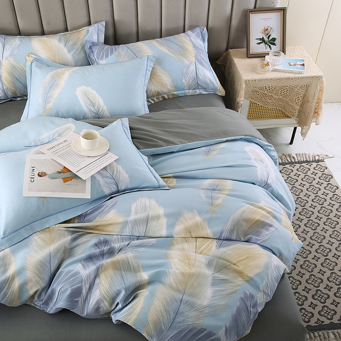 91家纺网 家纺一手货源 找家纺 磨毛世家家纺 2026新款多规格铂金磨毛纯棉加厚全棉磨毛四件套 香染蓝ab版