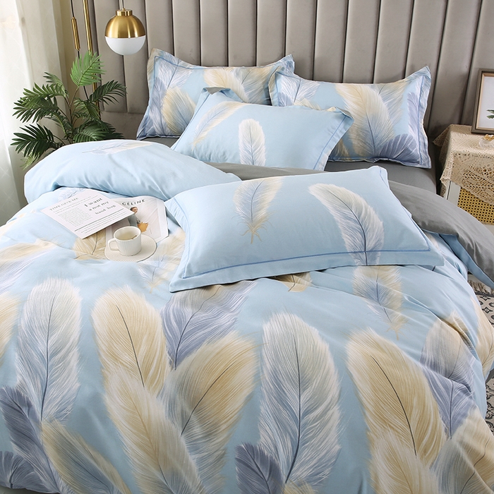 91家纺网 家纺一手货源 找家纺 磨毛世家家纺 2026新款多规格铂金磨毛纯棉加厚全棉磨毛四件套 香染蓝ab版