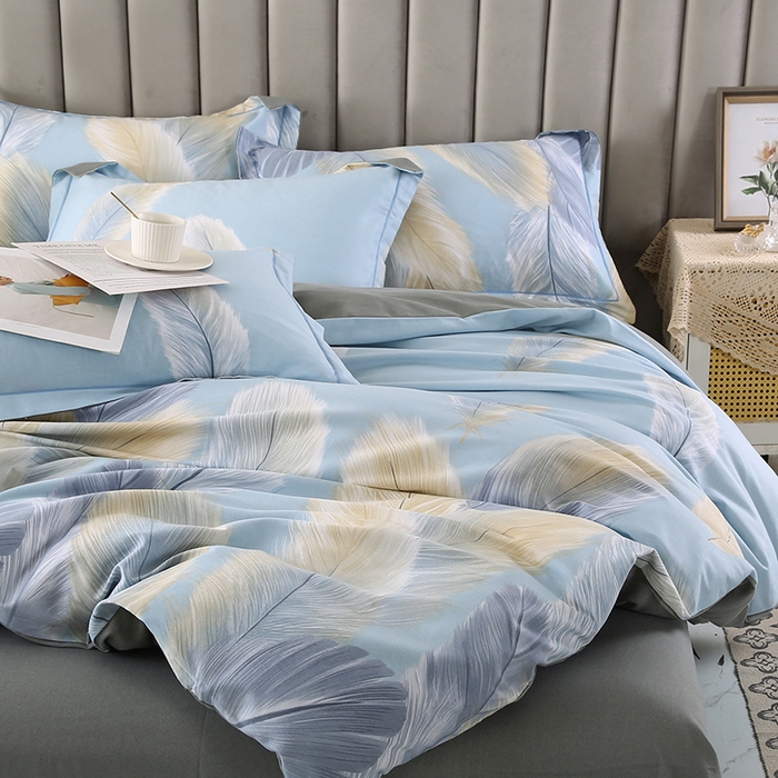 91家纺网 家纺一手货源 找家纺 磨毛世家家纺 2026新款多规格铂金磨毛纯棉加厚全棉磨毛四件套 香染蓝ab版